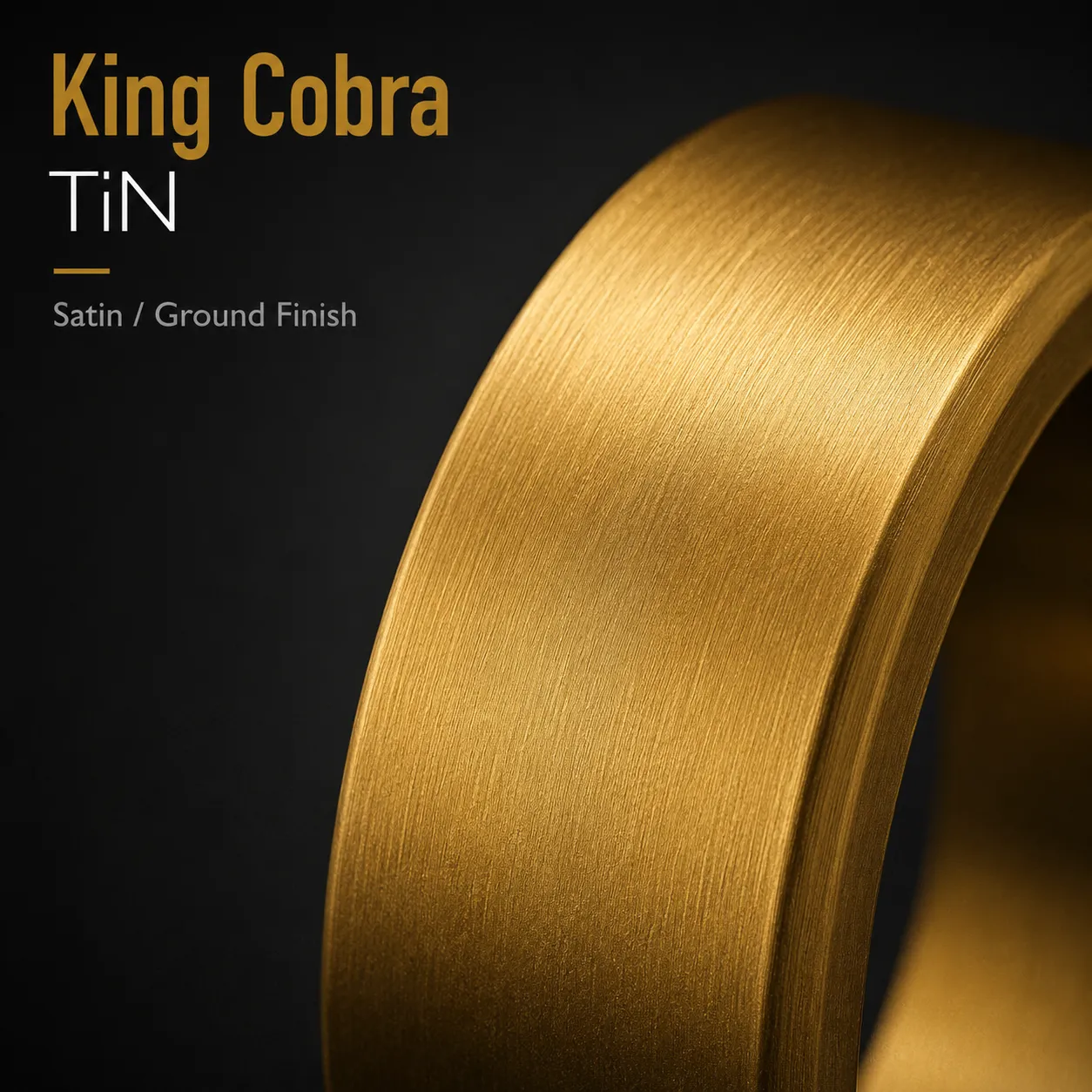 King Cobra — Gold Titanium Nitride (TiN) coating, close-up of the finish on a real part