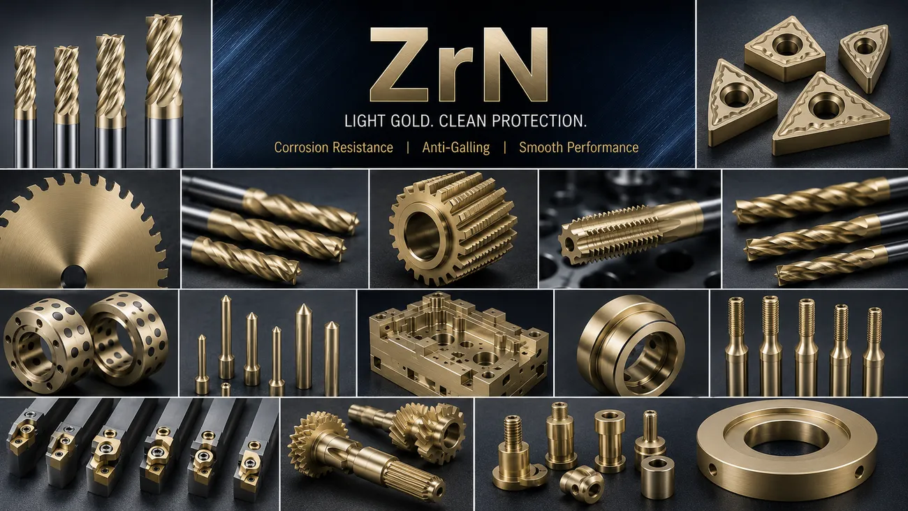 Murder Hornet — Light Gold Zirconium Nitride (ZrN) coating shown on real parts