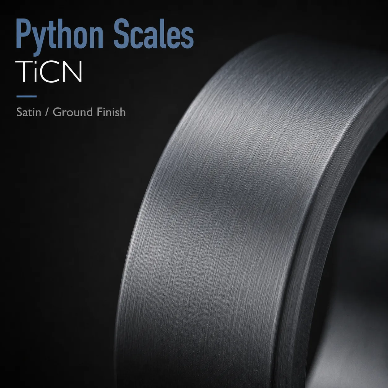 Python Scales — Grey Titanium Carbonitride (TiCN) coating, close-up of the finish on a real part
