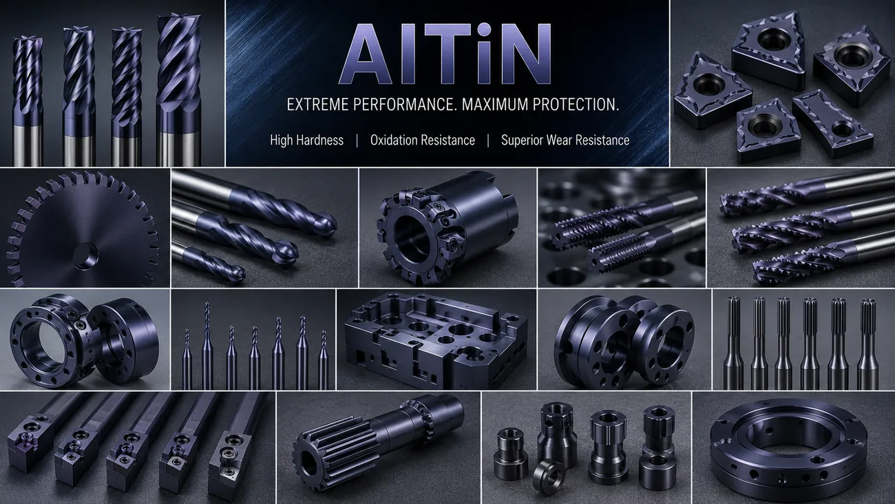 Scorpion Stinger — Violet-Black Aluminum Titanium Nitride (AlTiN) coating shown on real parts