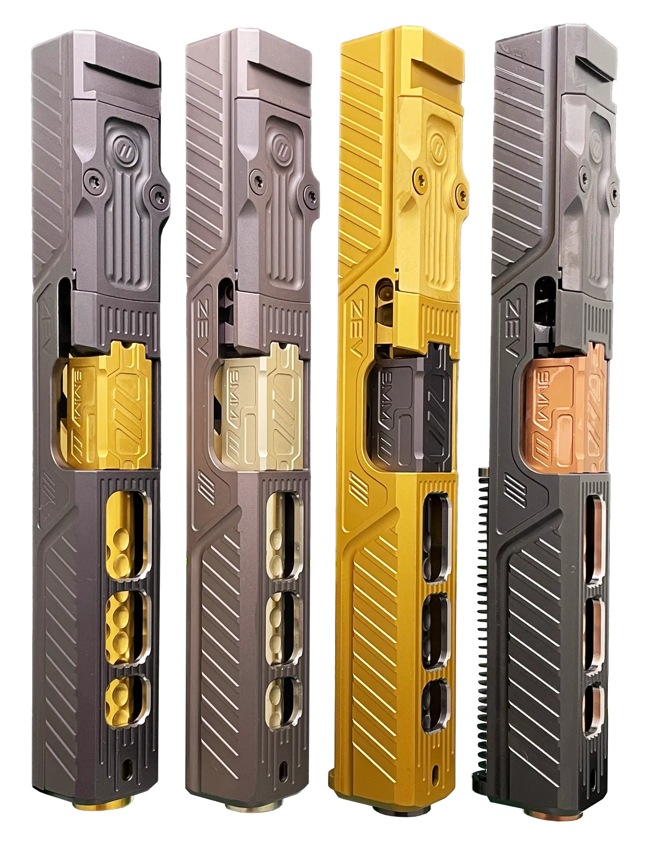 Firearms parts in different Crystallume PVD finishes